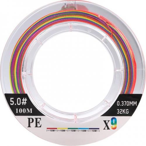 PE Fishing Line X9 100M Multi-Color Braided Line with 10M Single Color Sections